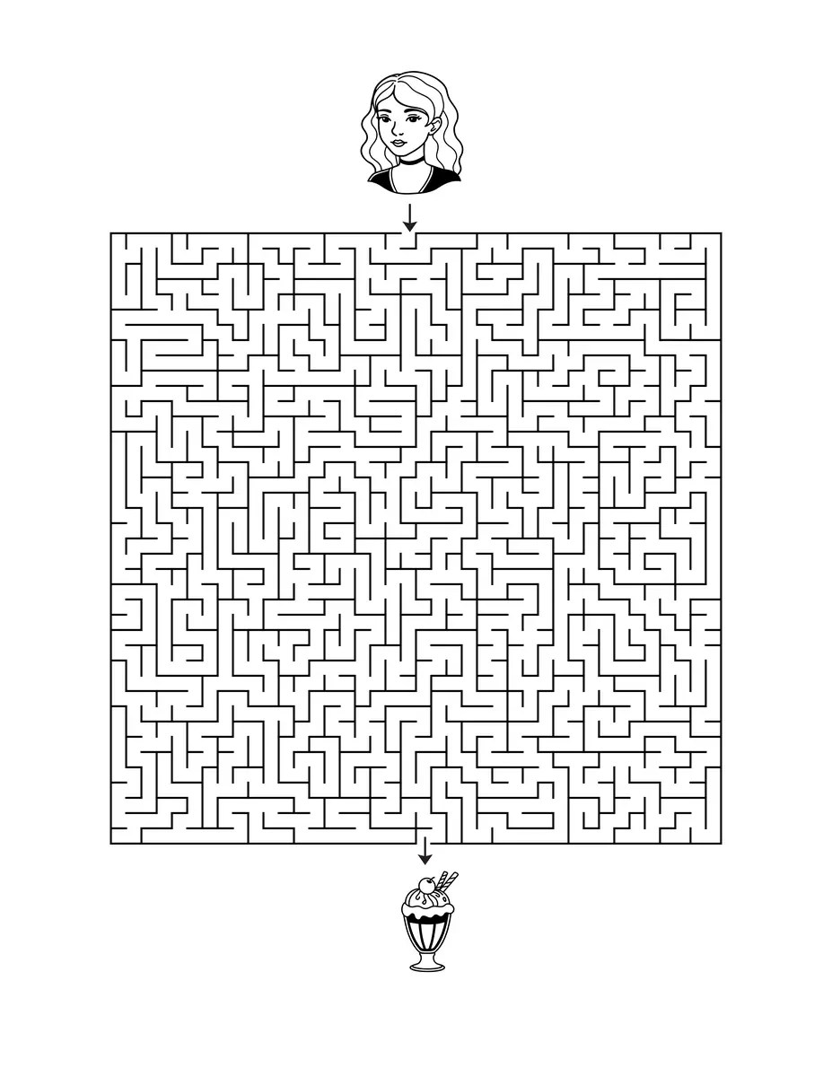 Labyrinthe facile fille glace a imprimer