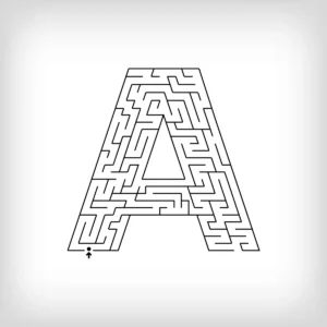 Labyrinthes lettres de l&rsquo;alphabet a imprimer