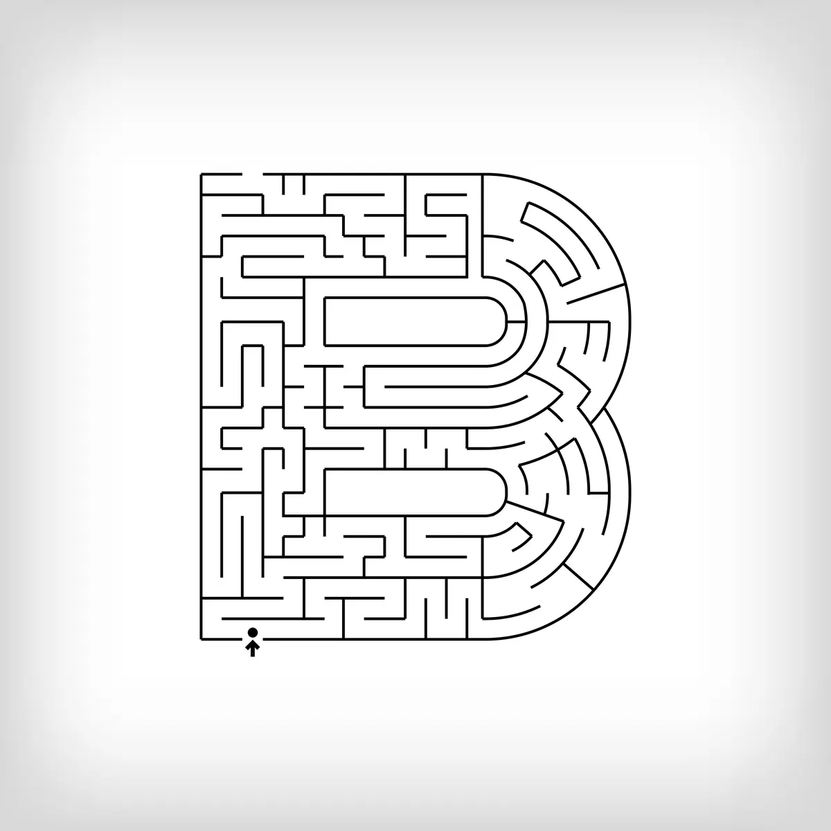 Labyrinthe en forme de lettre B alphabet a imprimer