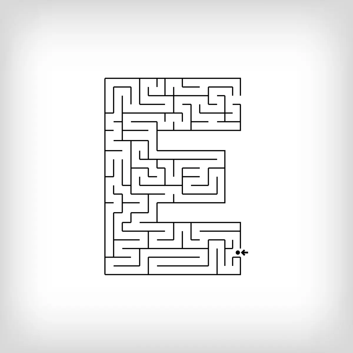 Labyrinthe en forme de lettre E alphabet a imprimer