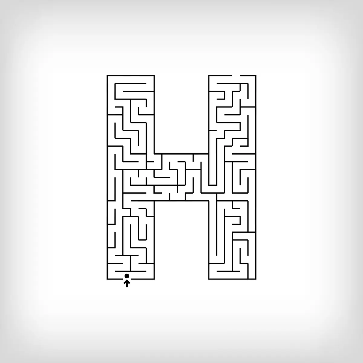 Labyrinthe en forme de lettre H alphabet a imprimer