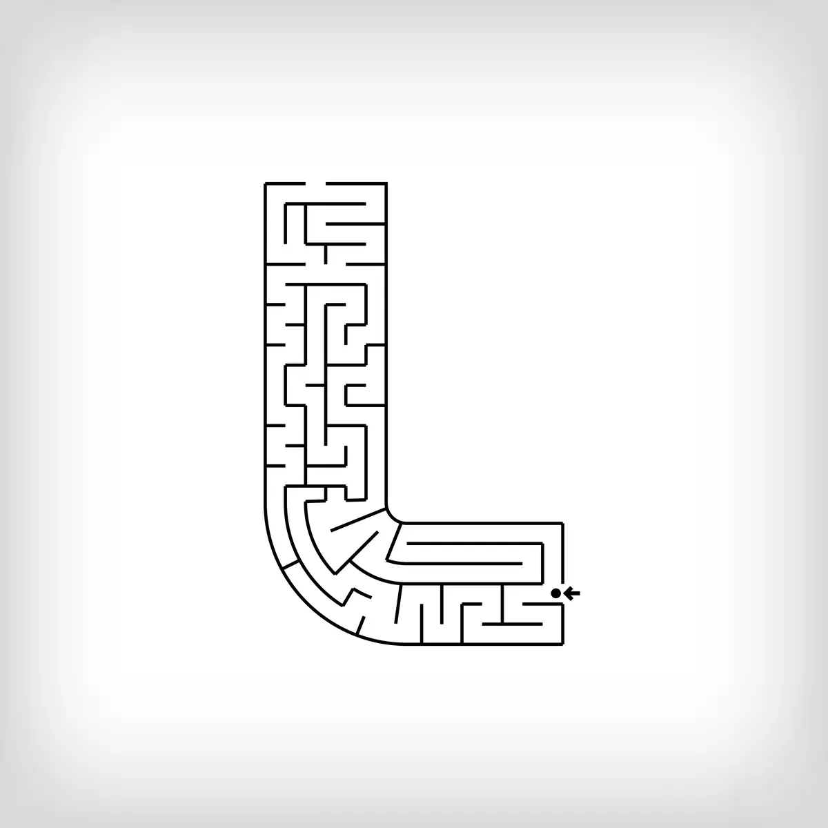 Labyrinthe en forme de lettre L alphabet a imprimer