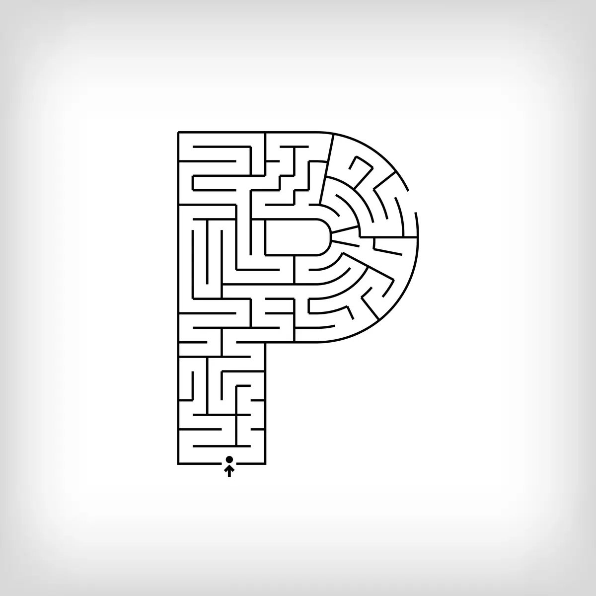 Labyrinthe en forme de lettre P alphabet a imprimer