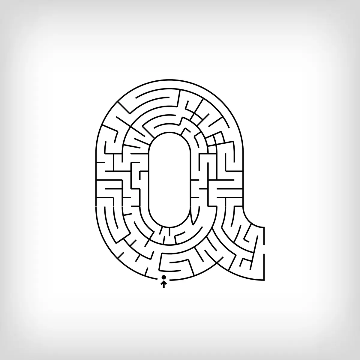 Labyrinthe en forme de lettre Q alphabet a imprimer