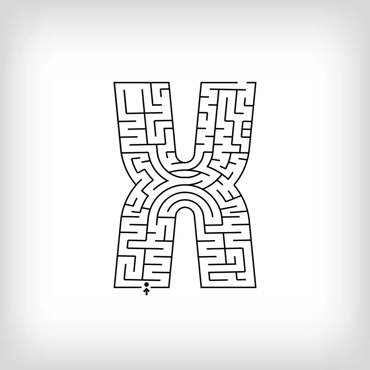 Labyrinthe en forme de lettre X alphabet a imprimer