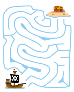 Labyrinthes pirates à imprimer pour enfants