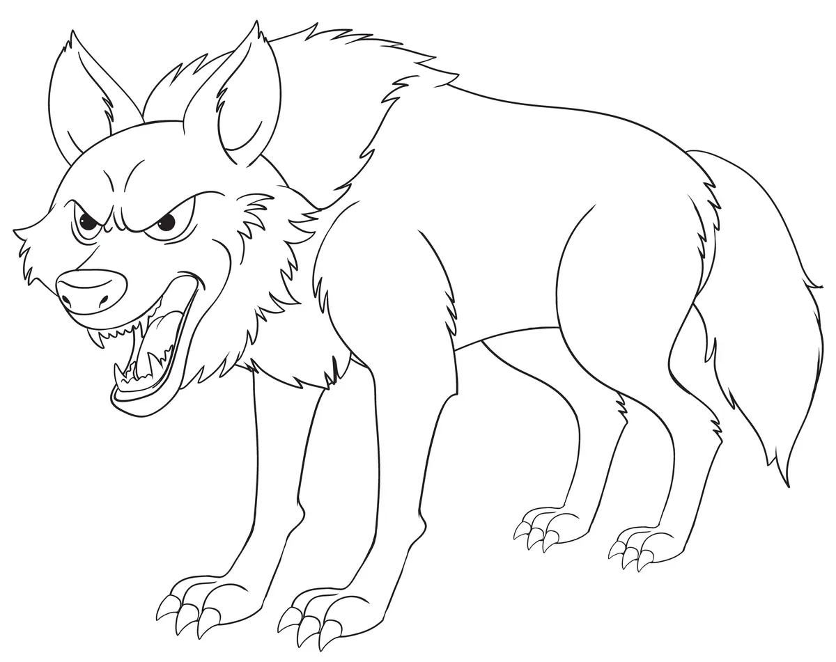 Coloriage loup feroce gueule ouverte a imprimer