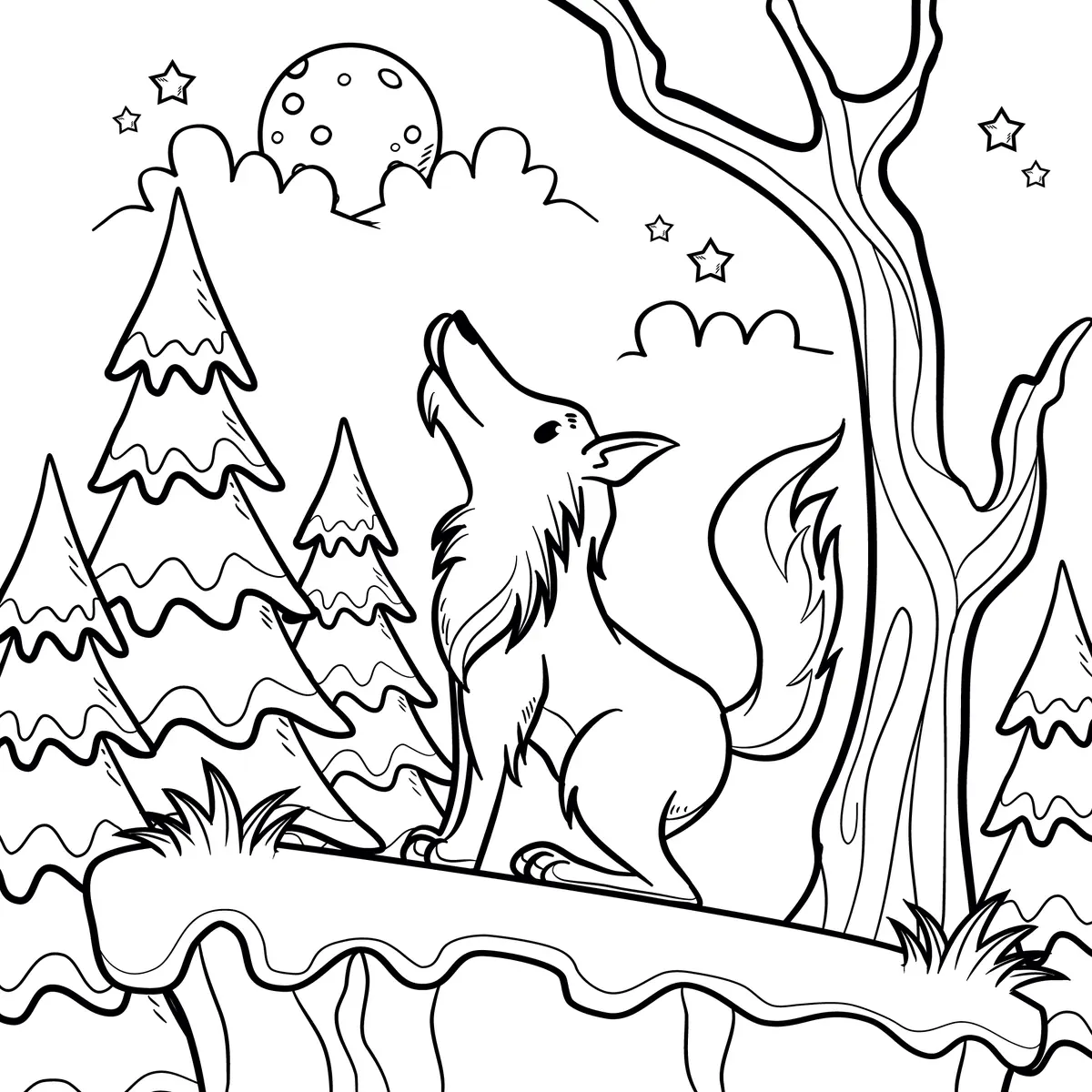 Coloriage portrait de loup realiste debout a imprimer
