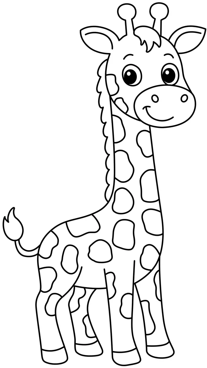 Coloriage petite girafe simple à imprimer