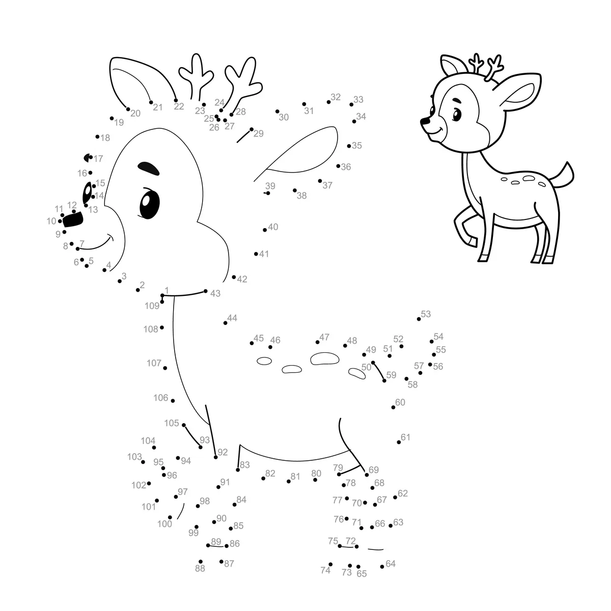 Points à relier cerf à imprimer