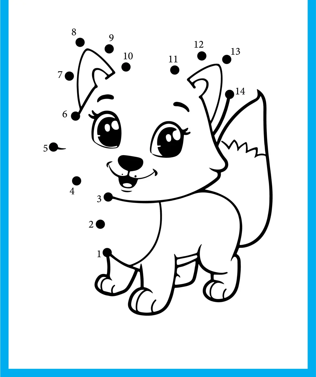 Points a relier chat chaton de 1 a 14 a imprimer
