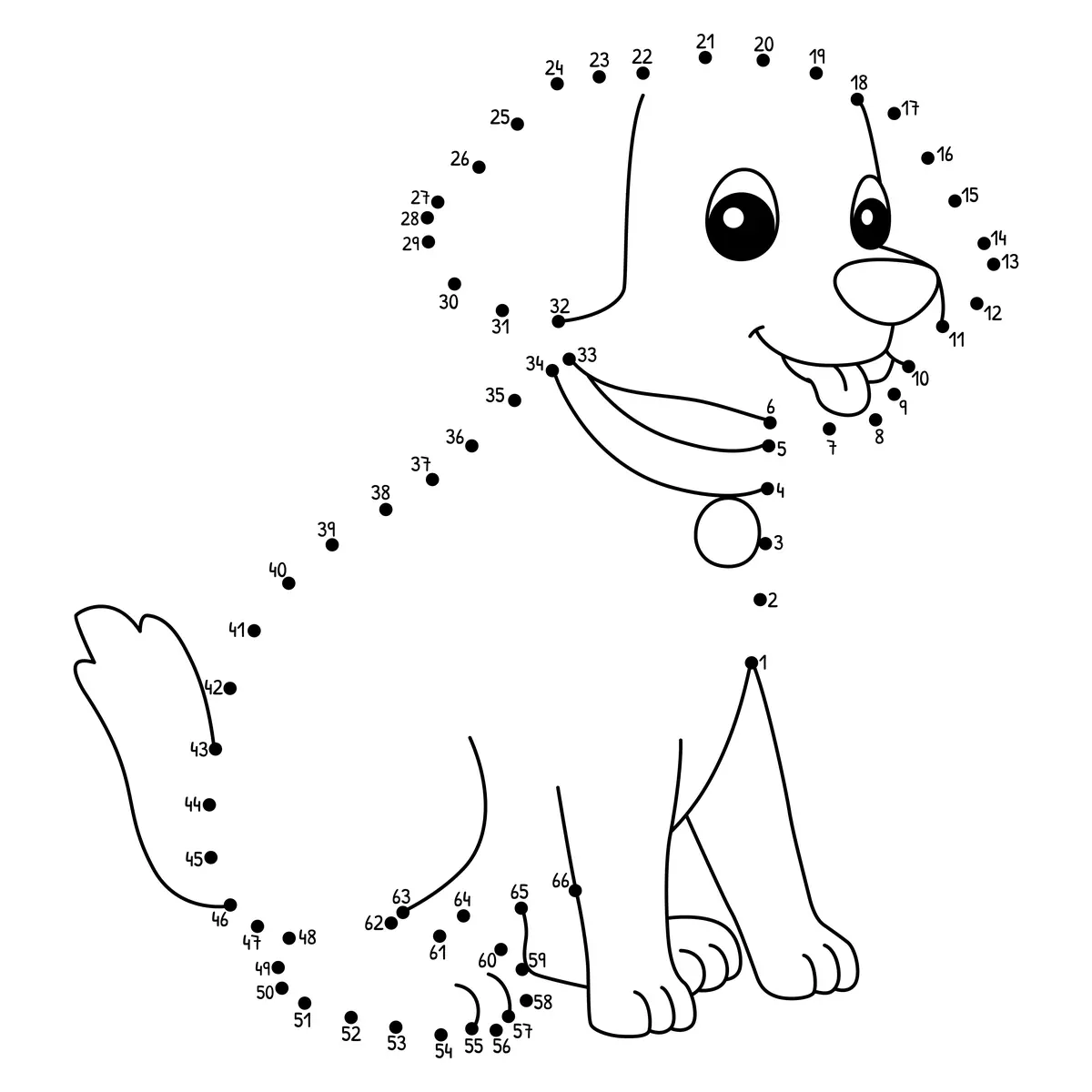 Points à relier chien à imprimer