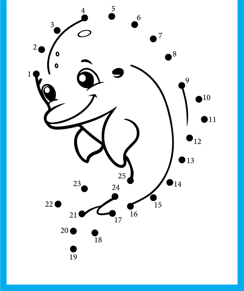 Points a relier dauphin de 1 a 25 a imprimer