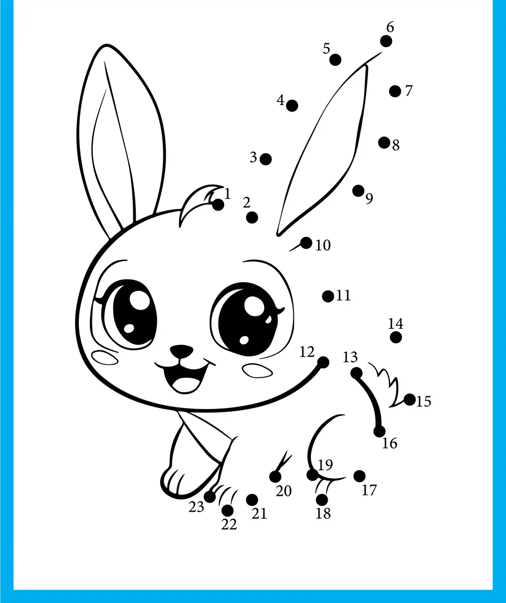 Points a relier lapin mignon de 1 a 23 a imprimer