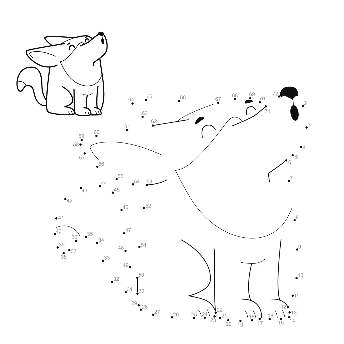 Points à relier loup à imprimer