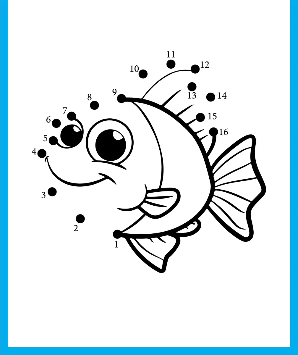 Points a relier poisson de 1 a 16 a imprimer