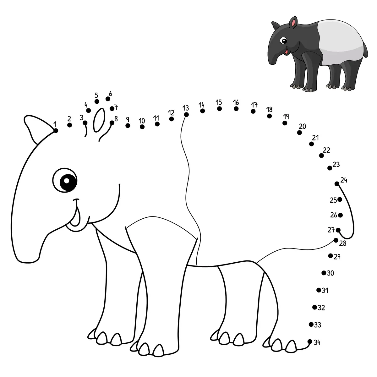 Points à relier tapir à imprimer