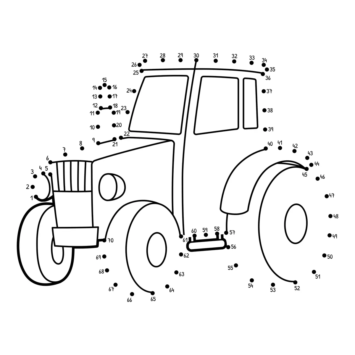 Points à relier tracteur agricole ferme à imprimer