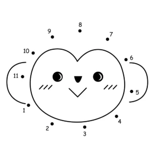 Points à relier 1 à 11 hibou kawaii à imprimer