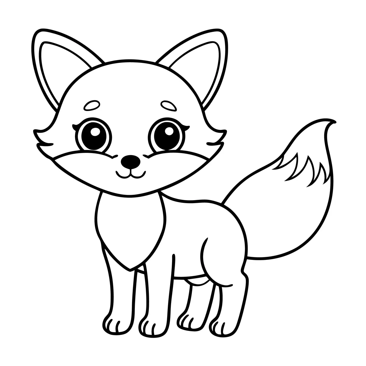 Coloriage renardeau kawaii debout a imprimer