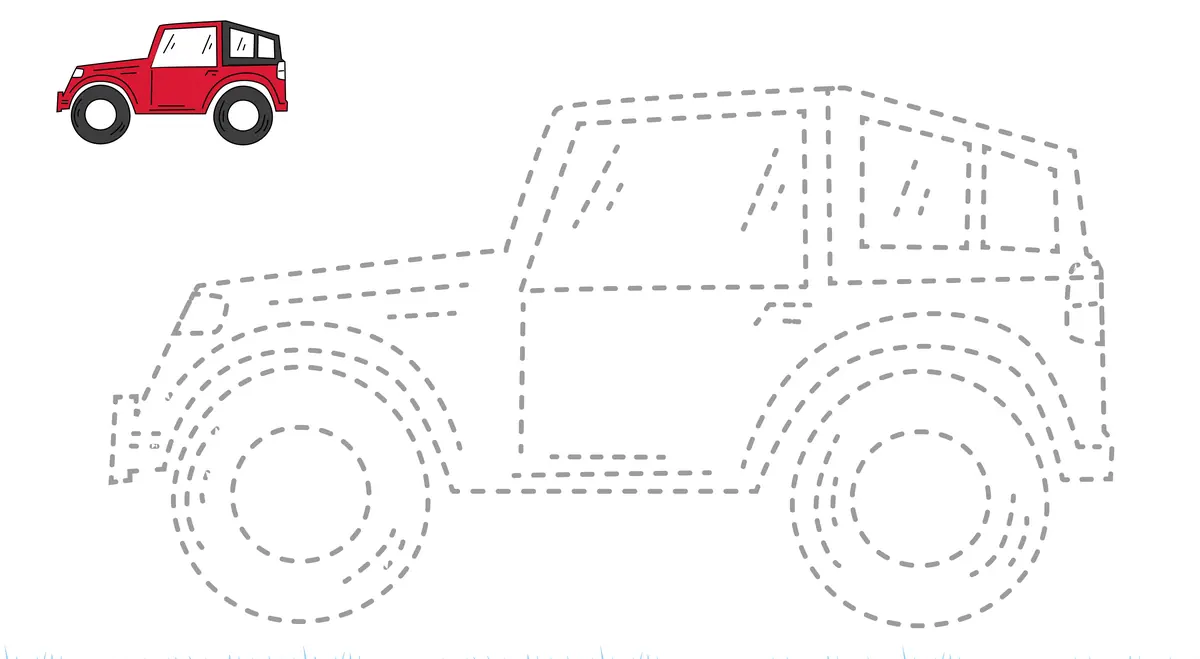 Fiche bonus repassage tracé voiture 4x4 à imprimer