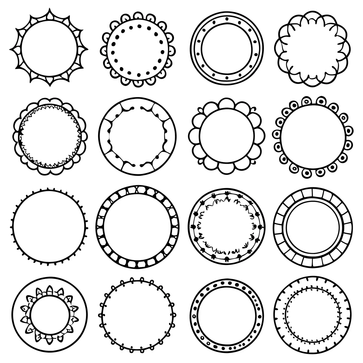 Ronds motifs soleil et scallop varies
