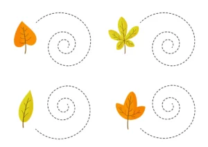 Spirales d'automne avec feuilles a tracer a imprimer