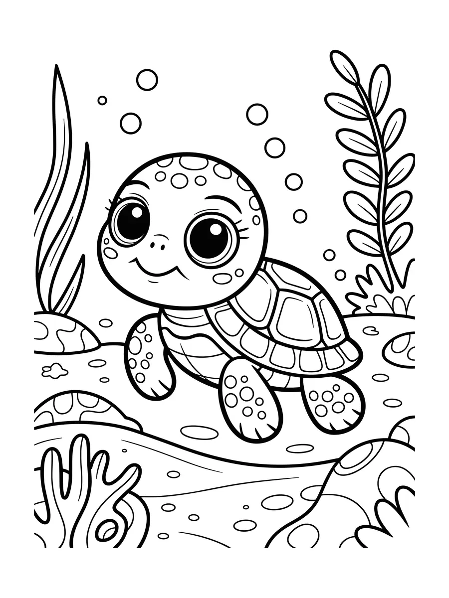 Coloriage petite tortue marine mignonne a imprimer