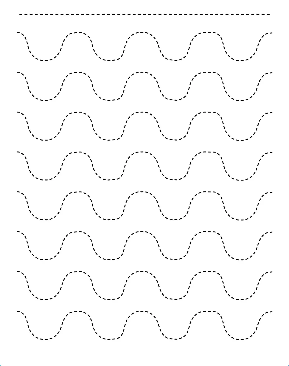 Graphisme vagues moyenne section huit lignes régulières à imprimer