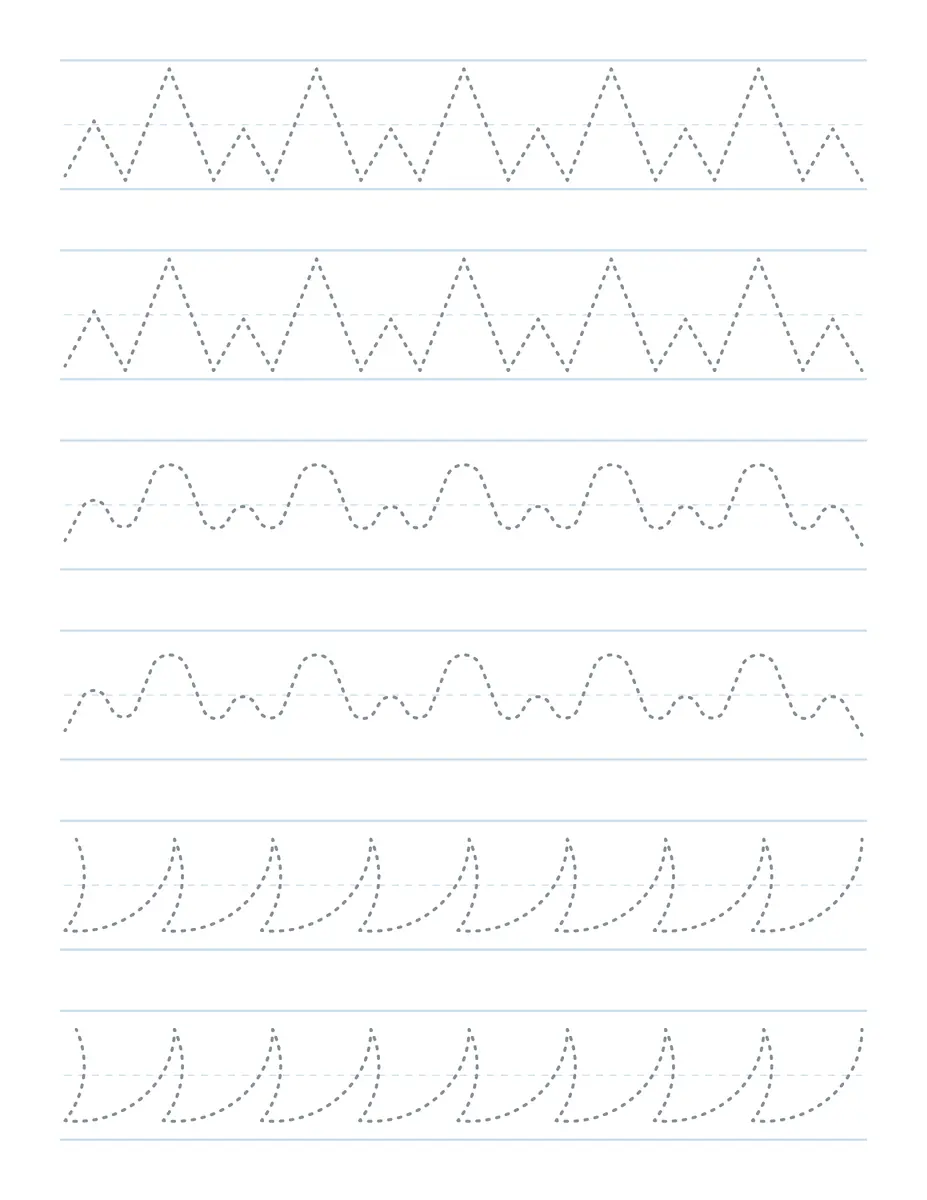 Graphisme vagues moyenne section mixte zigzags spirales variées à imprimer
