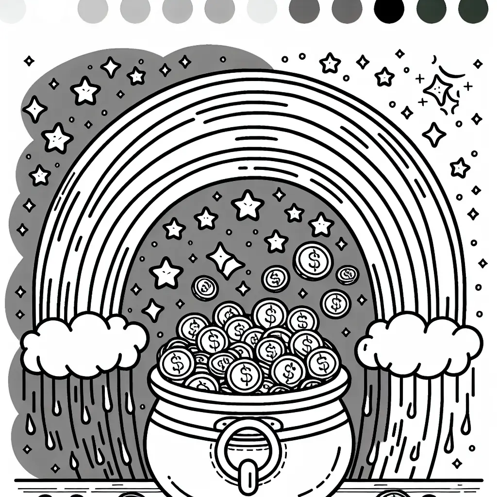 coloriage pot d or au bout de l arc-en-ciel a imprimer
