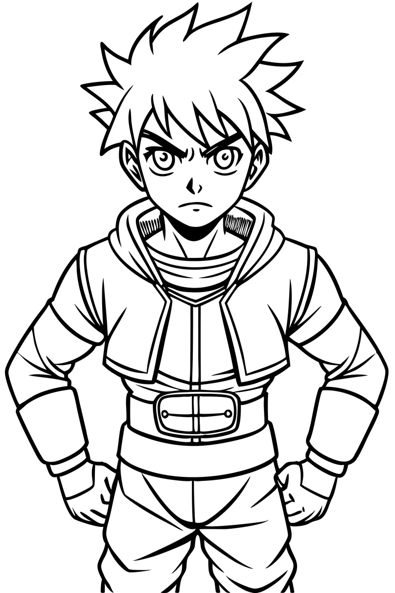 Coloriage Dragon Ball à imprimer : jeune héros déterminé