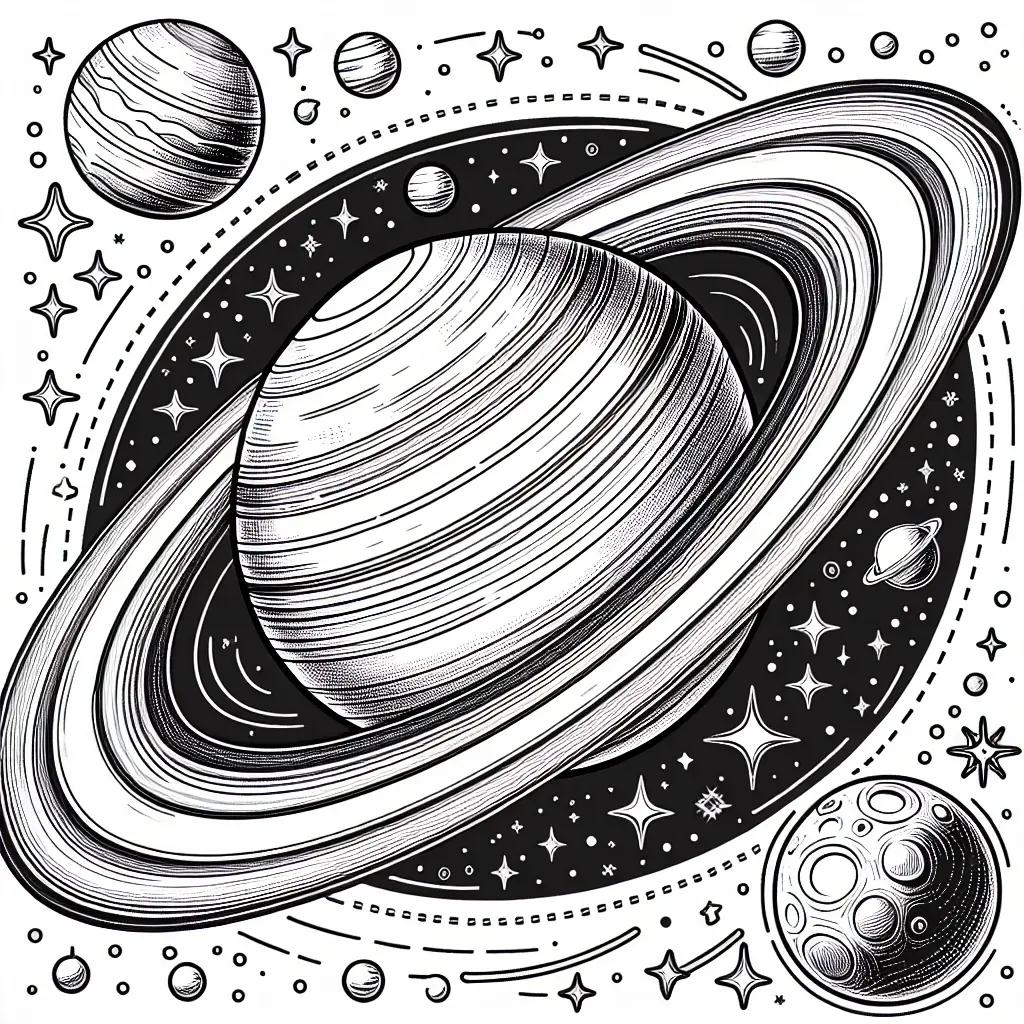 coloriage saturne et ses anneaux a imprimer