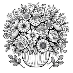 coloriage bouquet de fleurs variees a imprimer
