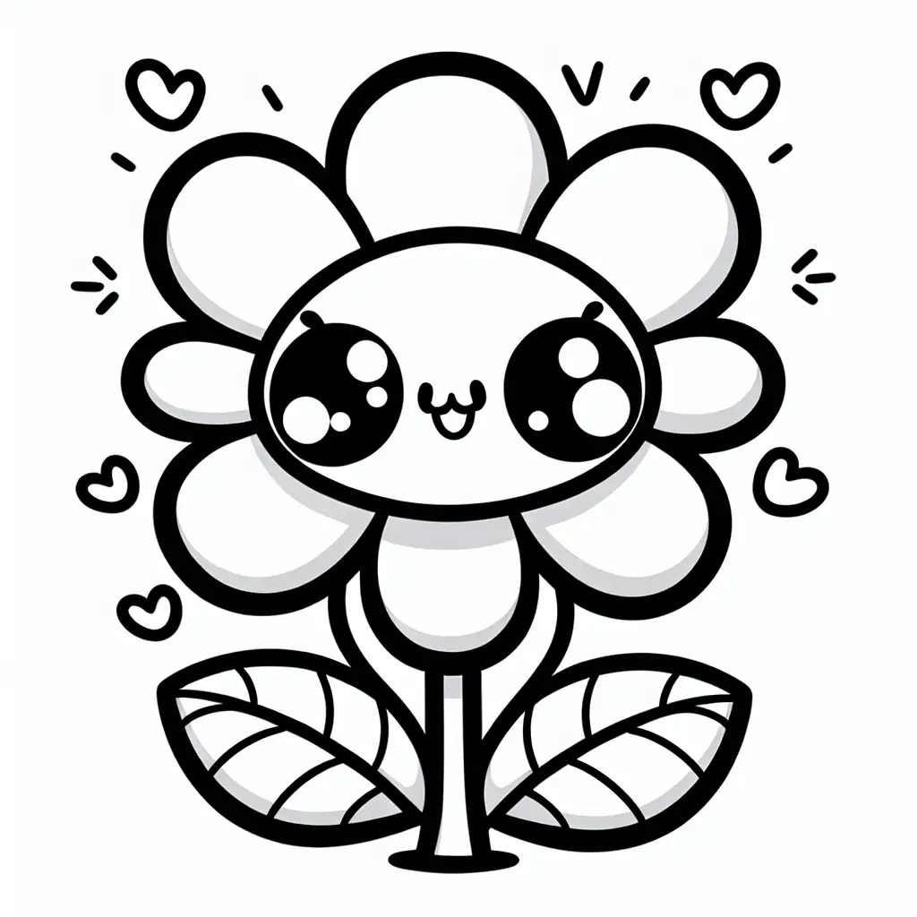 coloriage fleur kawaii souriante a imprimer