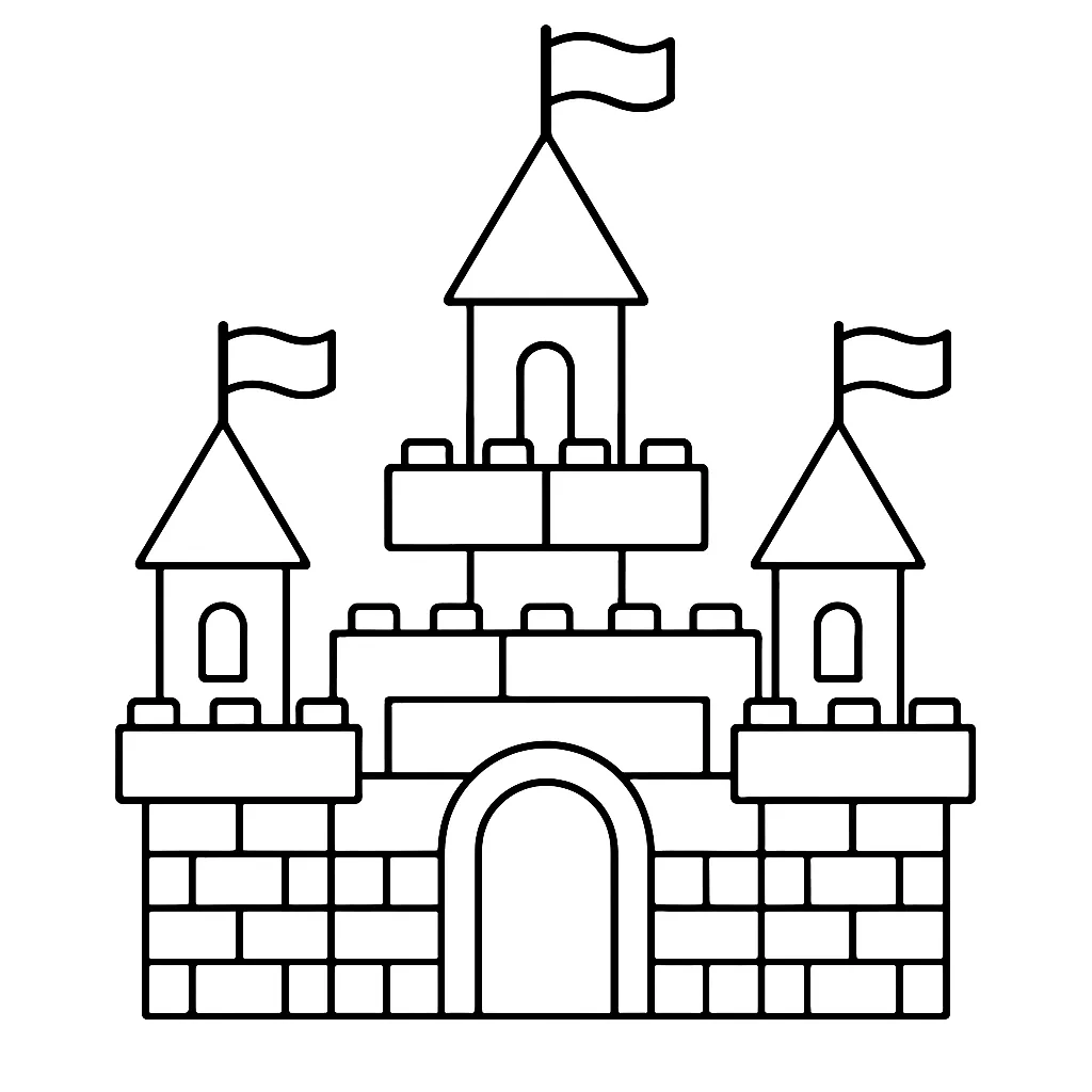 Coloriage Lego à imprimer : château en briques