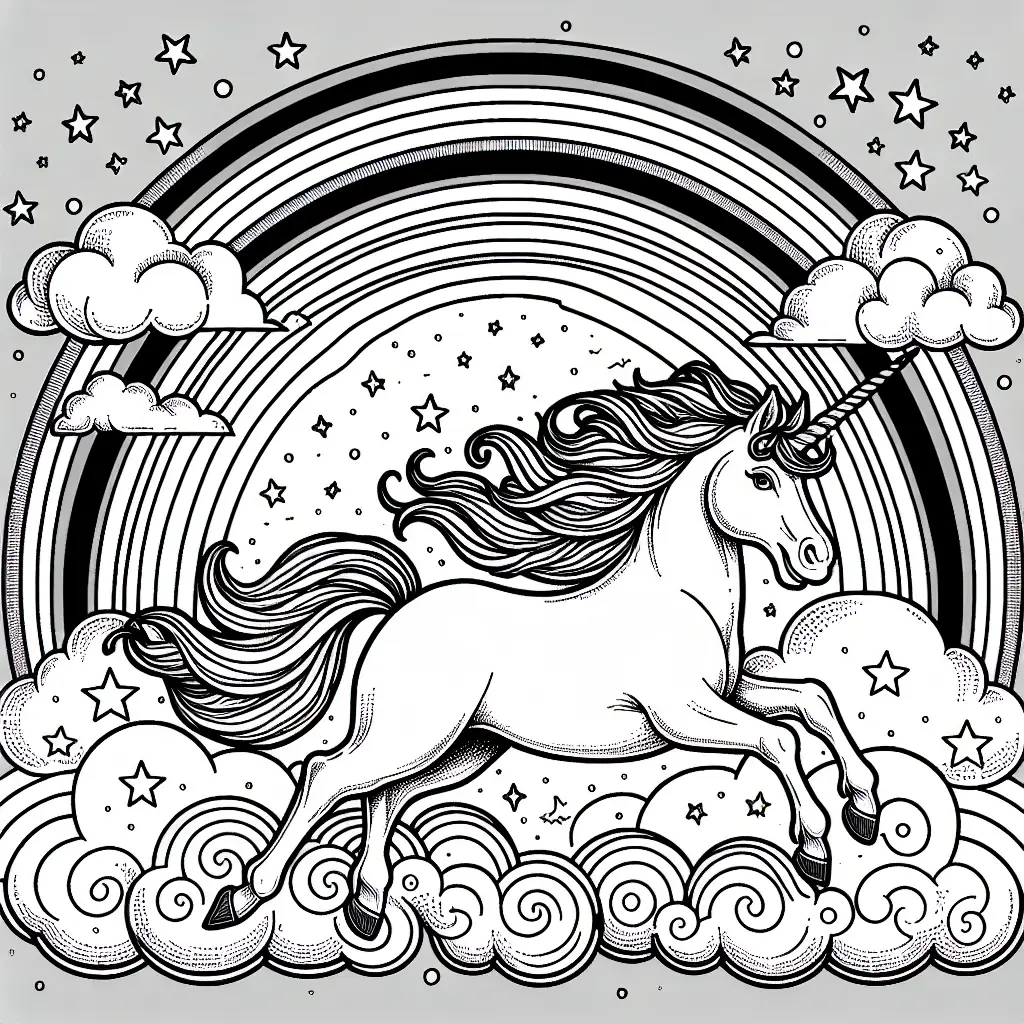 coloriage licorne arc-en-ciel a imprimer
