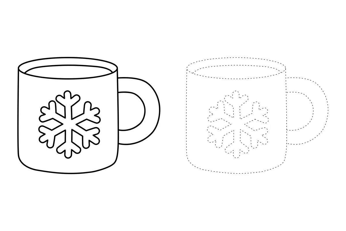 Coloriage Noel tasse de chocolat chaud avec flocon a imprimer maternelle