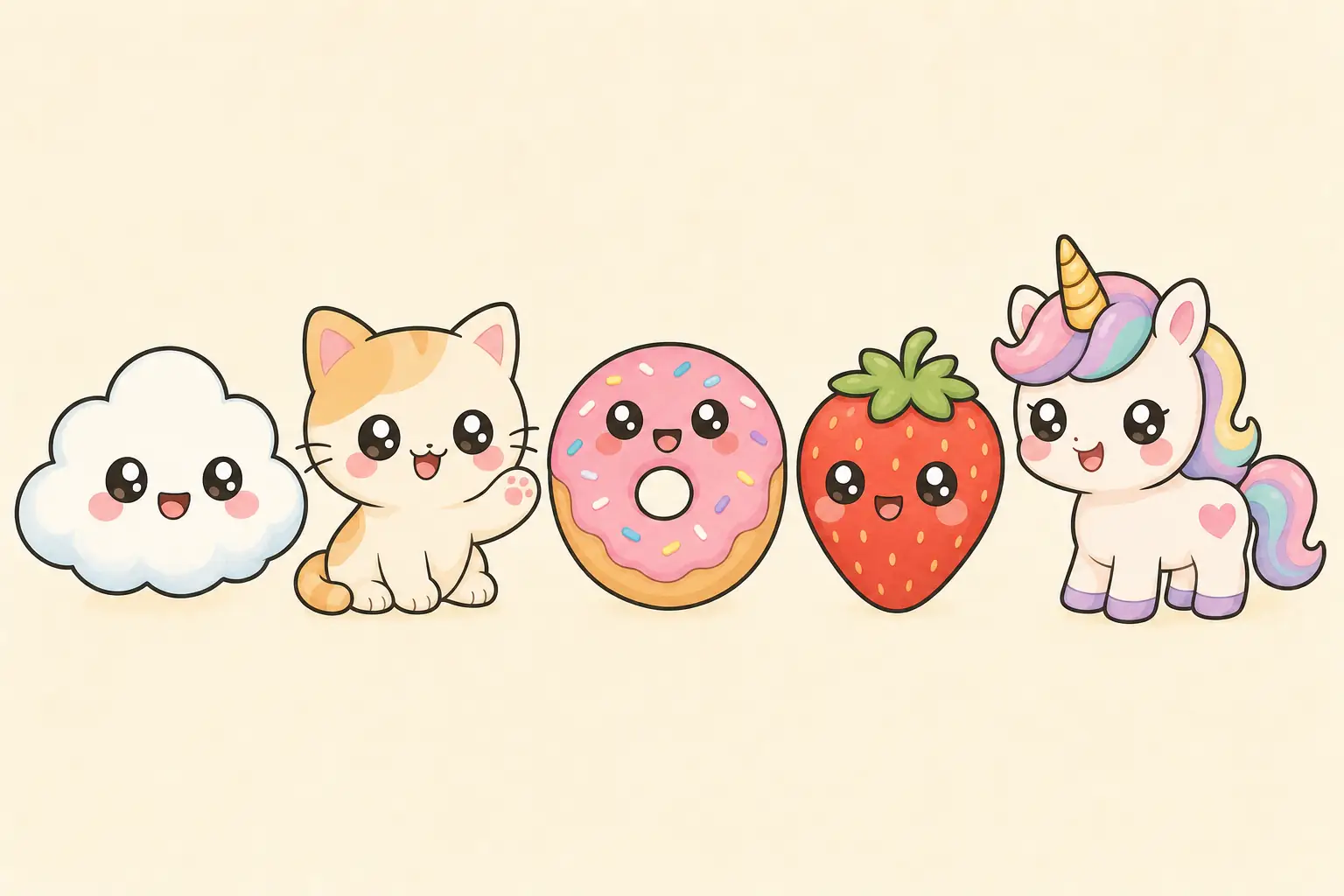 Dessin kawaii facile pour enfants : personnages mignons style japonais