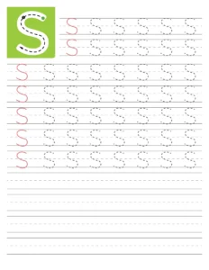 Fiche d'écriture de la lettre capitale S à tracer en maternelle à imprimer