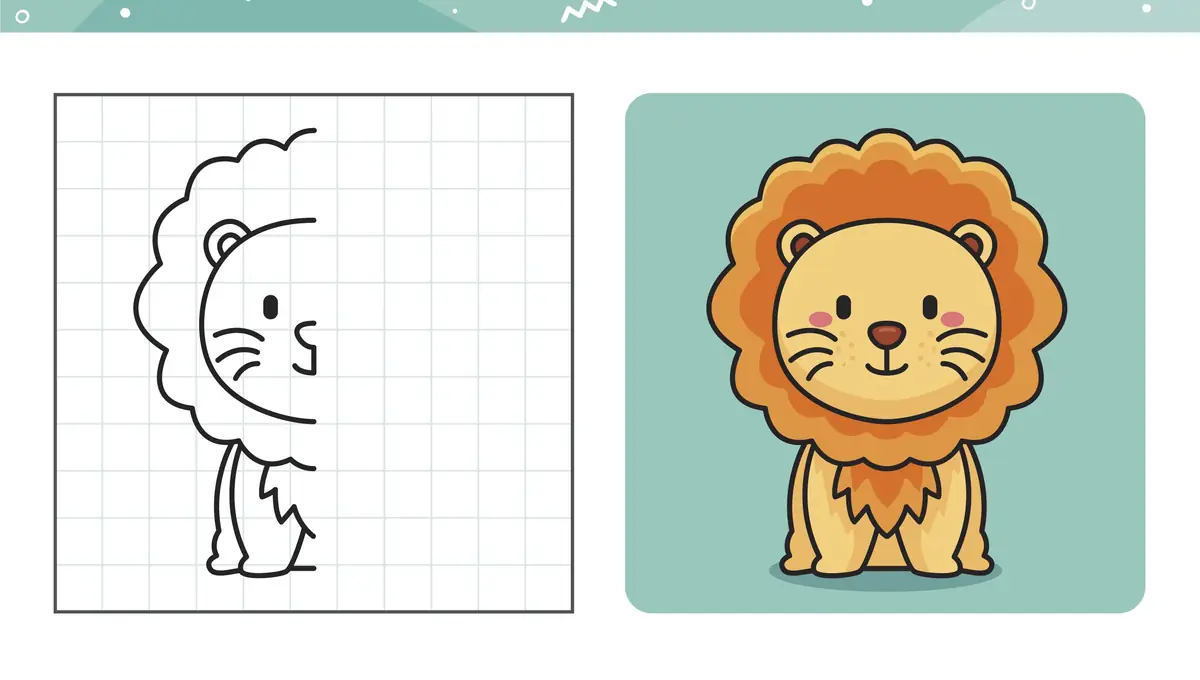 fiche graphisme completer le dessin du lion a imprimer