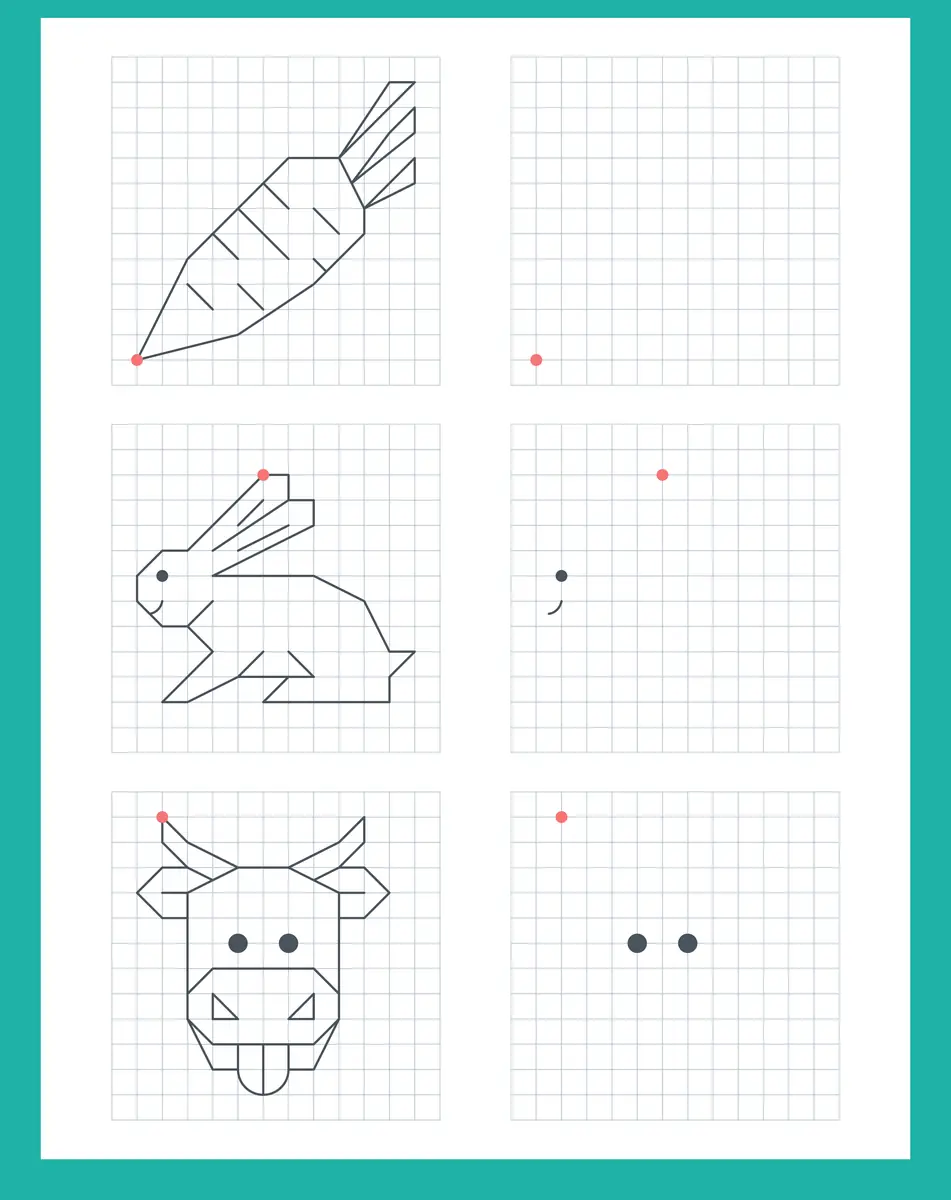 fiche graphisme dessiner les animaux sur quadrillage a imprimer