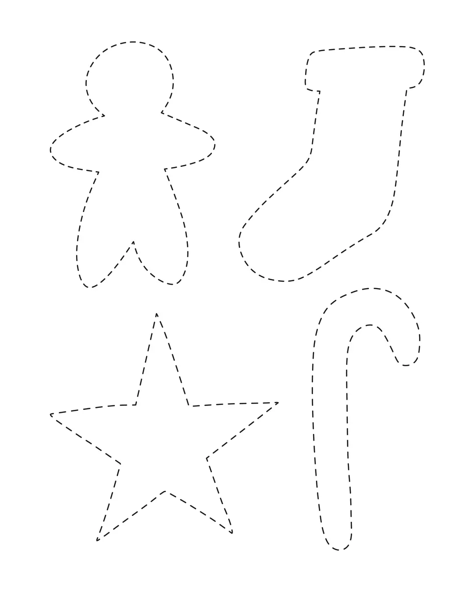 Fiche graphisme Noel tracer les formes pain d'epices chaussette etoile canne a imprimer maternelle