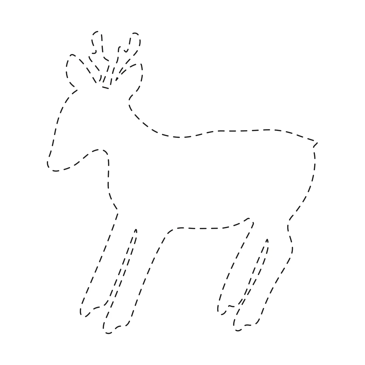 Fiche graphisme Noel tracer la silhouette du renne en pointilles a imprimer maternelle