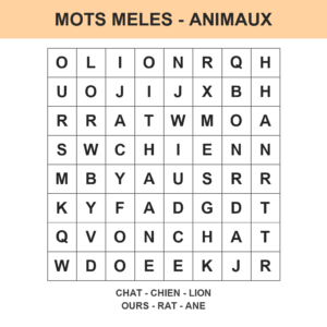 Mots mêlés faciles maternelle à imprimer