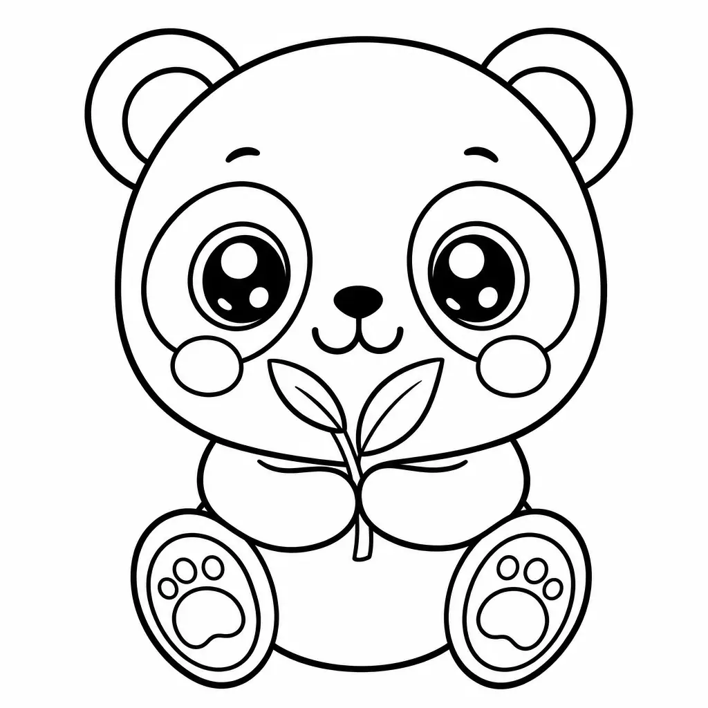 Coloriage kawaii panda avec bambou a imprimer
