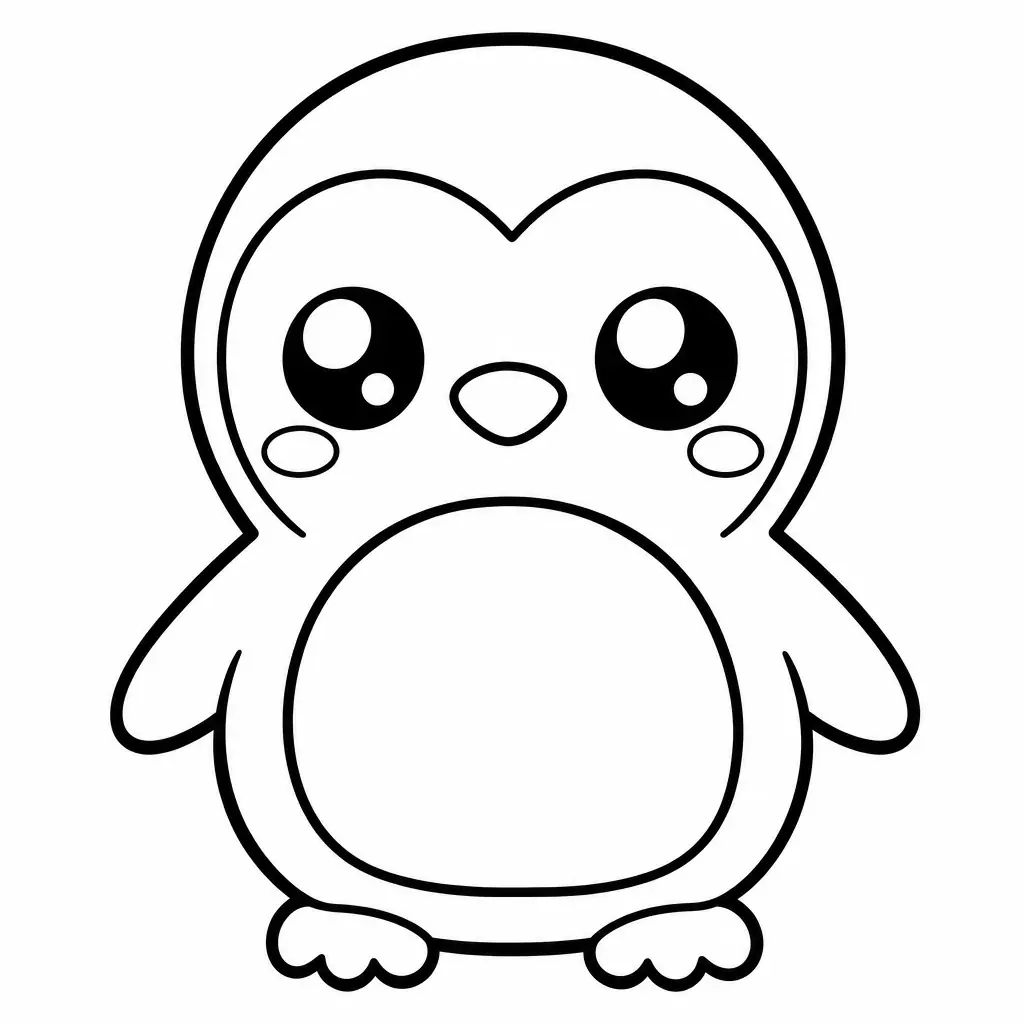 Coloriage kawaii pingouin avec ventre rond a imprimer