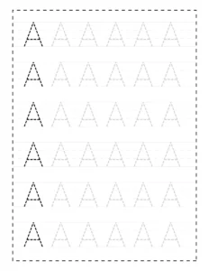 Fiche d'ecriture lettre capitale A a tracer maternelle PS MS a imprimer