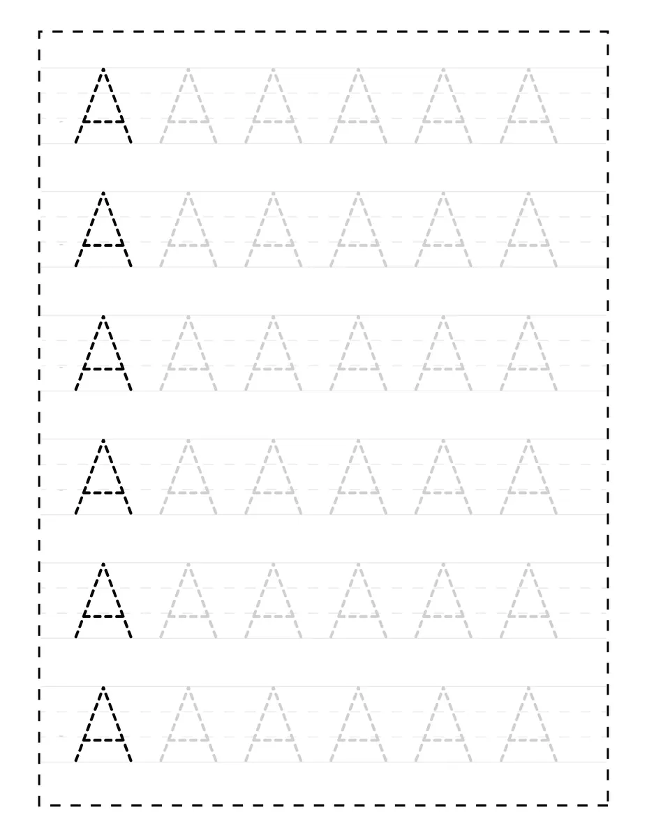 Fiche d'ecriture lettre capitale A a tracer maternelle PS MS a imprimer