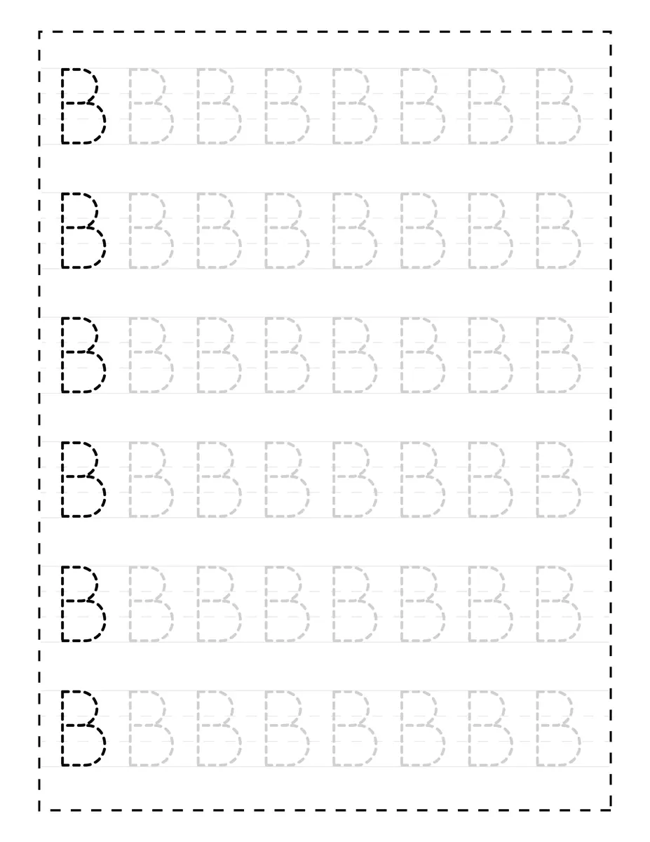 Fiche d'ecriture lettre capitale B a tracer maternelle PS MS a imprimer